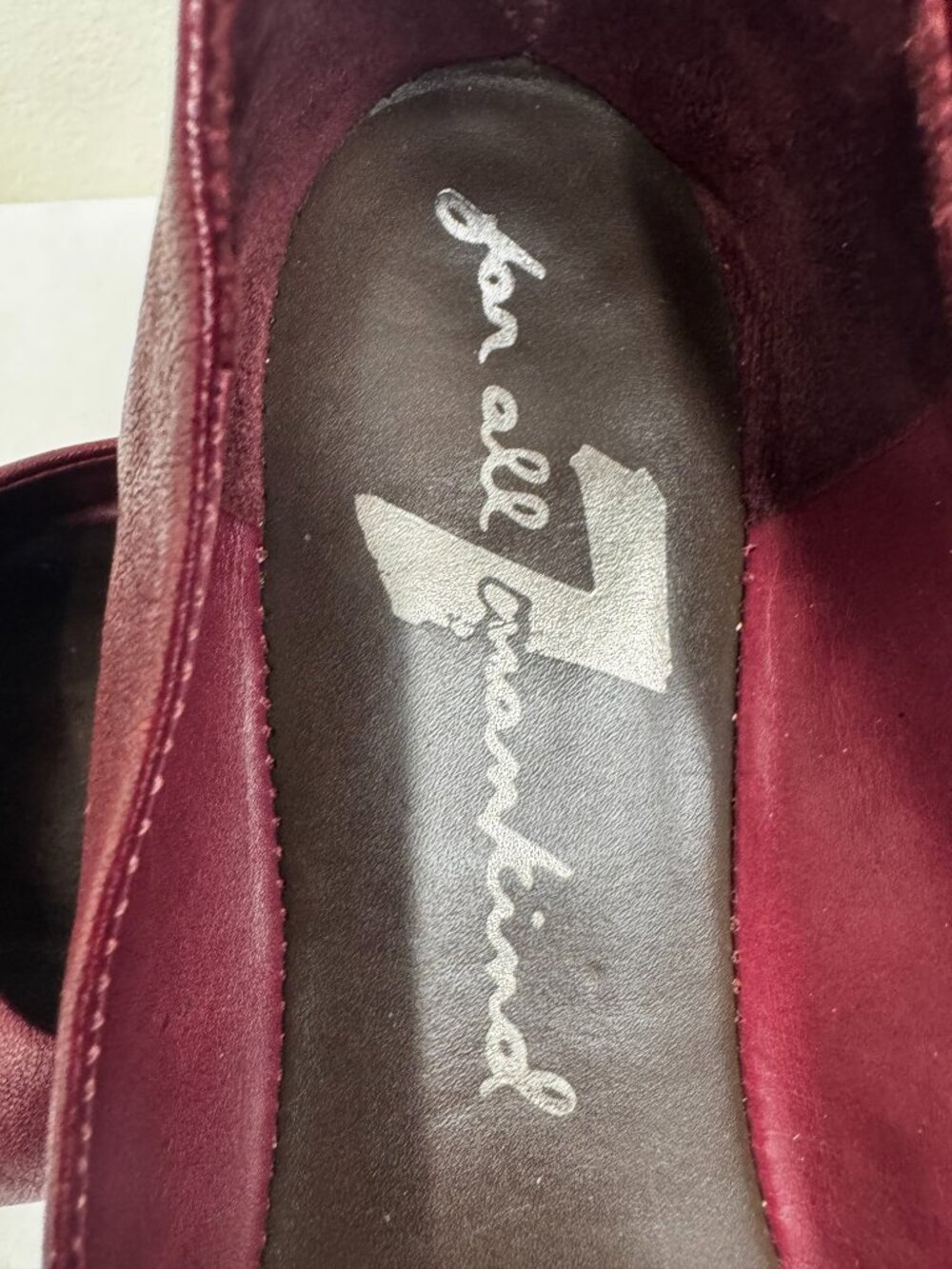 Y2K 7 For All Mankind Womens Ballet Flats Cranberry Ankle Strap Leather Shoes - Picture 4 of 9